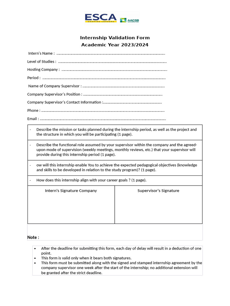 Doc1 Internship Validation Form | PDF | Career & Growth | Business