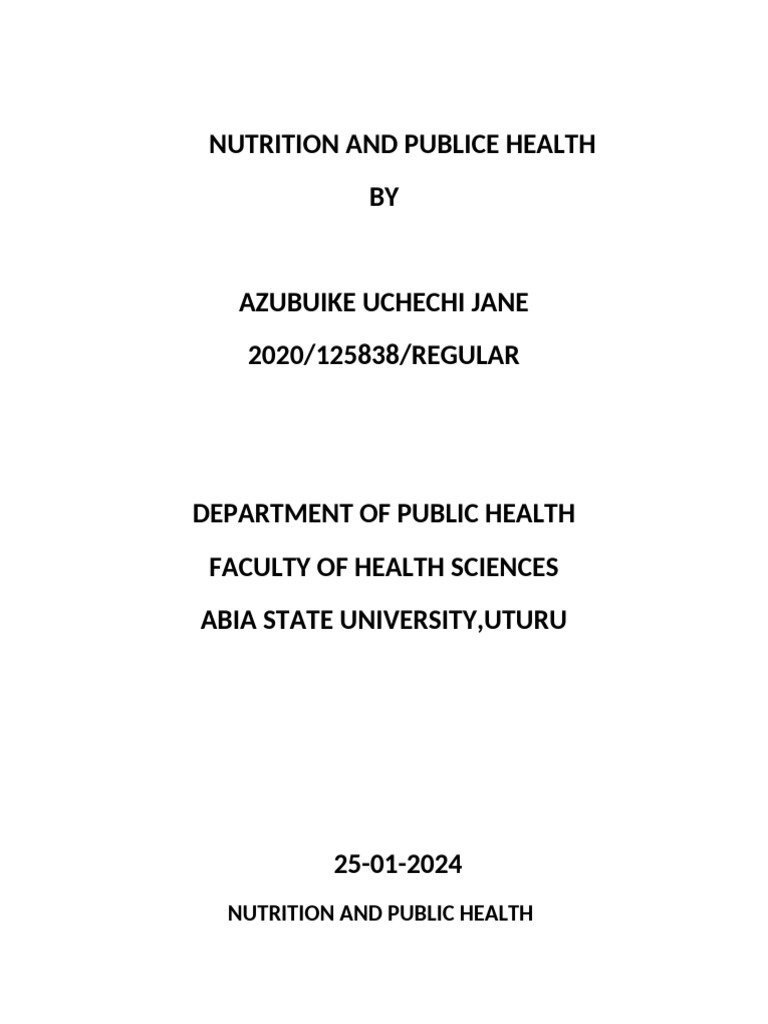 Nutrition and Public Health Overview | PDF | Nutrition | Diet & Nutrition