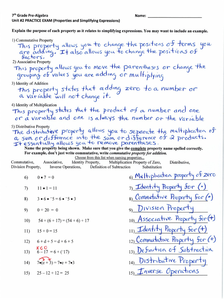 Pre+Algebra+ (Answers) +Practice+Exam 2 | PDF | Logical Expressions ...