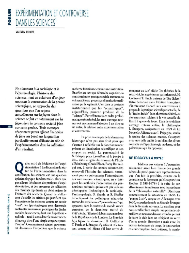 Expérimentation Et Controverse | PDF | Science | Vide (physique)
