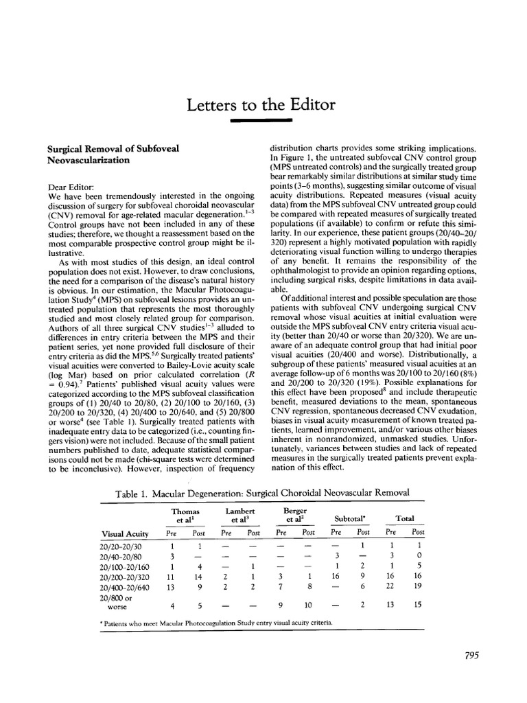 Surgical Removal of Subfoveal Neovascularization - o | PDF | Human Eye ...