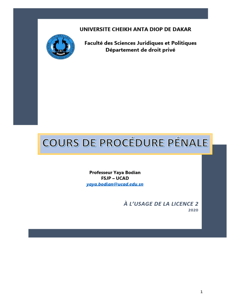 Cours de Procédure Pénale L2 PDF | PDF | Loi criminelle | Loi