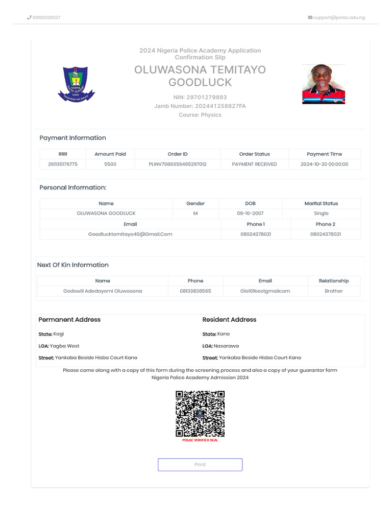 Nigeria Police Academy Admission Portal _ POLAC | PDF