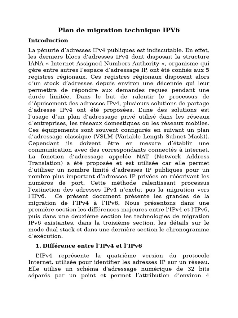 Techniques de migration vers IPv6 | PDF | I Pv6 | Adresse IP