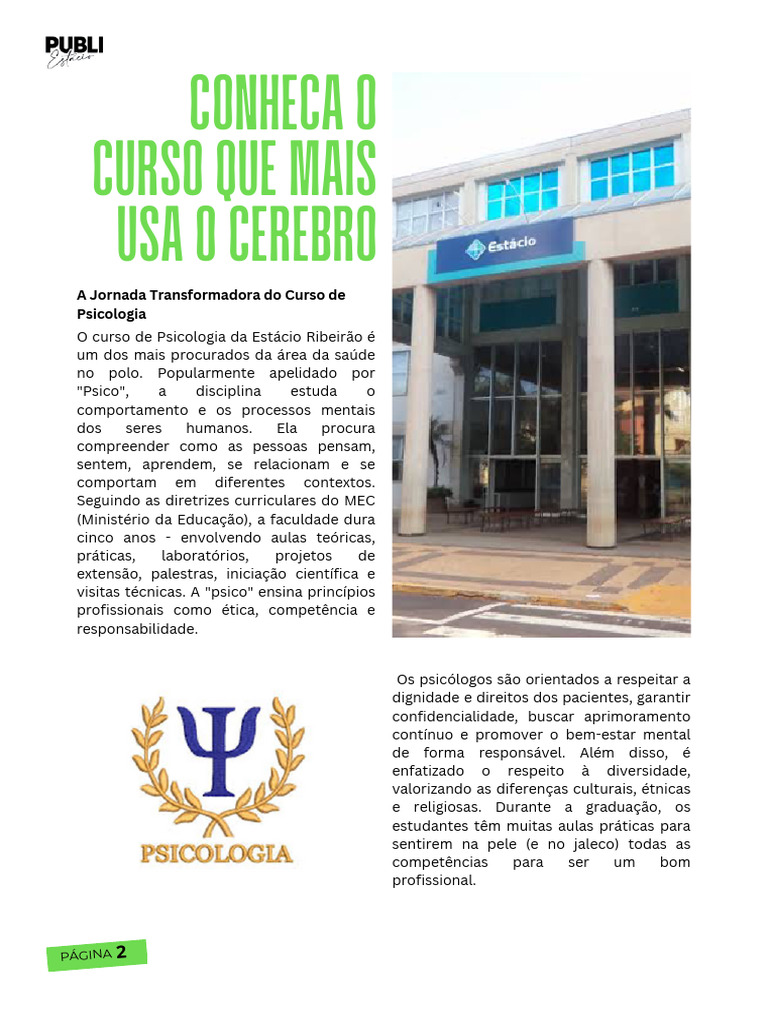 Curso de Psicologia na Estácio Ribeirão | PDF | Psicologia | Saúde mental