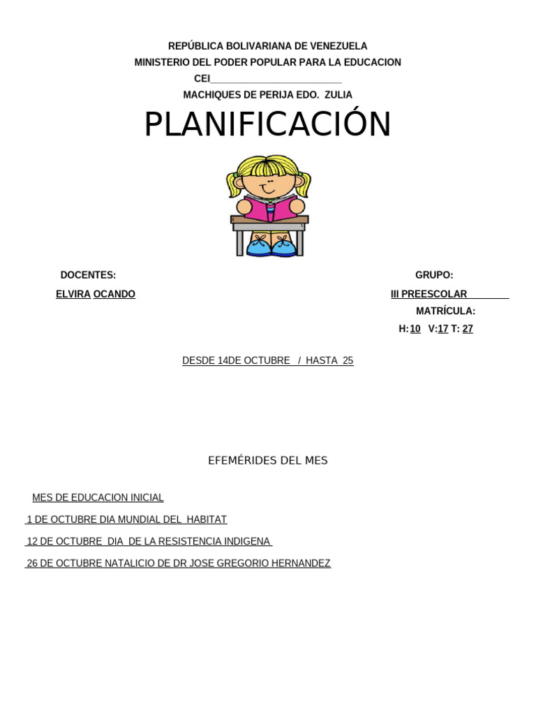 Formato de Planificacion Preescolar-1 | PDF | Educación de la primera ...