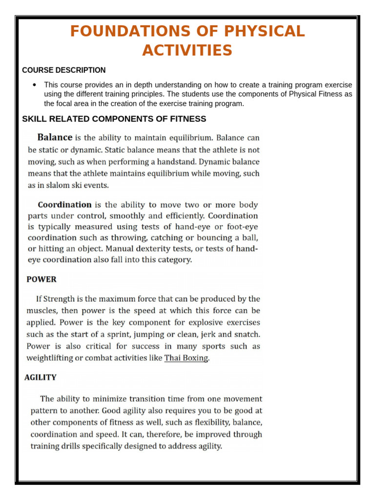 Foundations of Physical Activities - Notes | PDF | Anatomical Terms Of ...