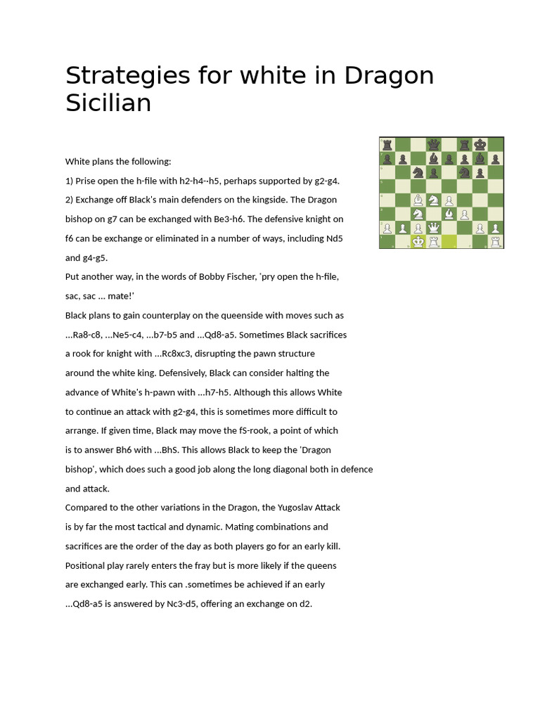 Strategies For White in Dragon Sicilian | PDF
