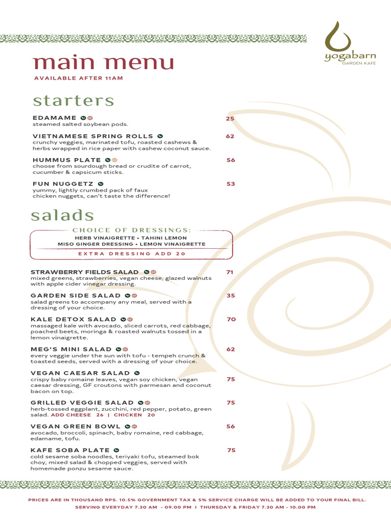 Garden Menu 240807 IGS 1 | PDF | Salad | Tofu