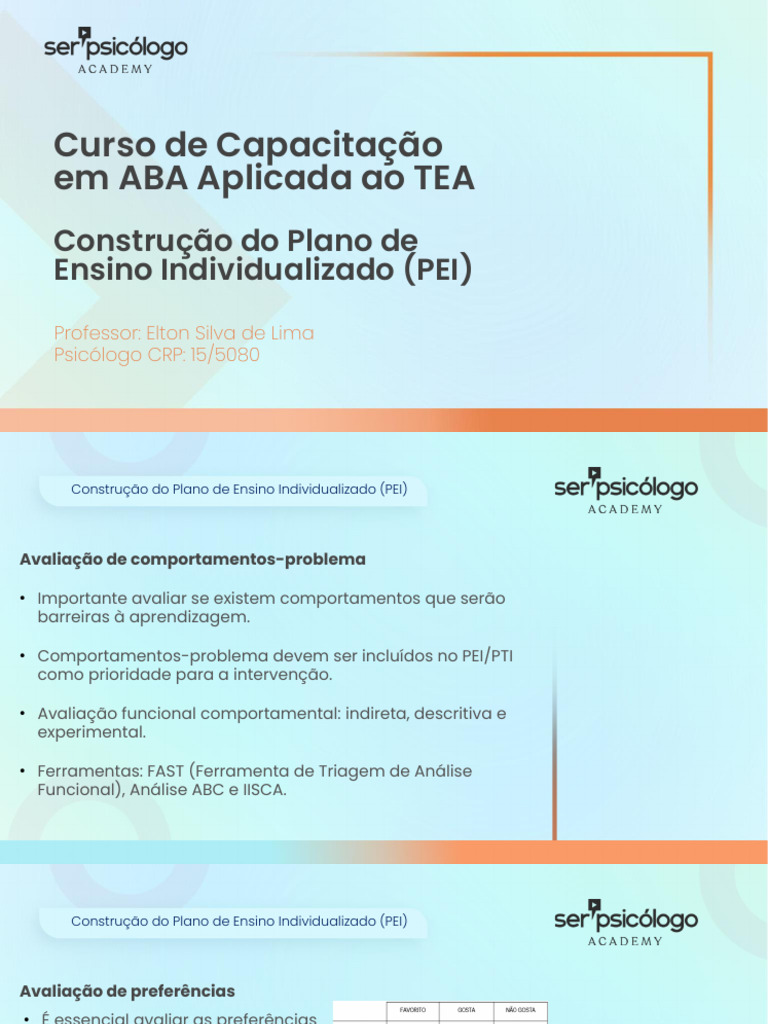 Construção Do Plano de Ensino Individualizado (PEI) | PDF | Aprendizado ...