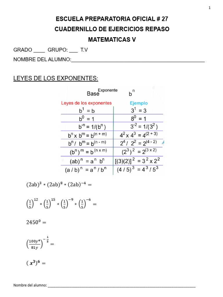 Cuadernillo de Repaso de Matemáticas V | PDF | Números | Lexicología