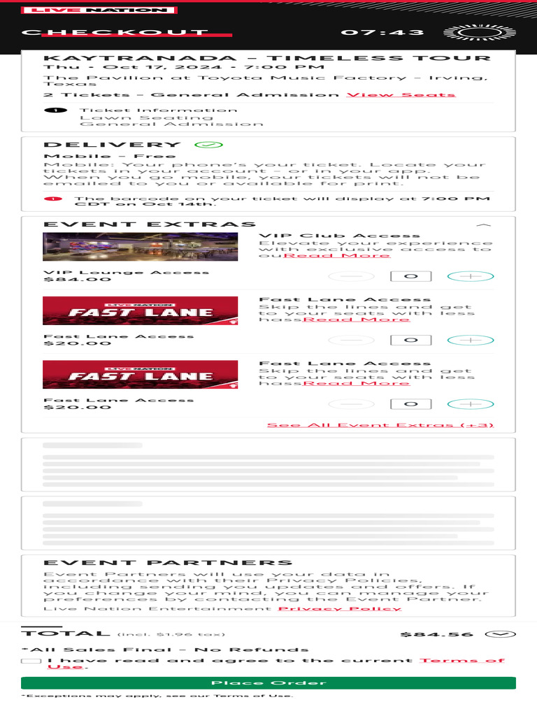 Kaytranada Timeless Tour Ticket Info | PDF