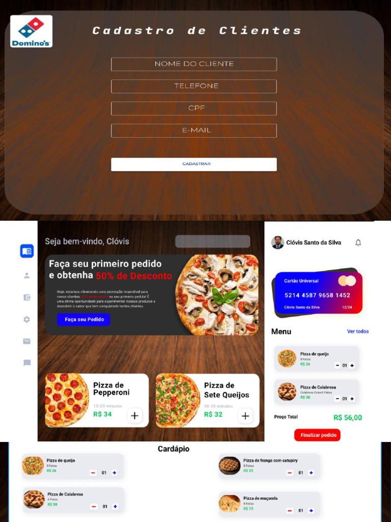Tela Cadastro e Menu Cliente | PDF
