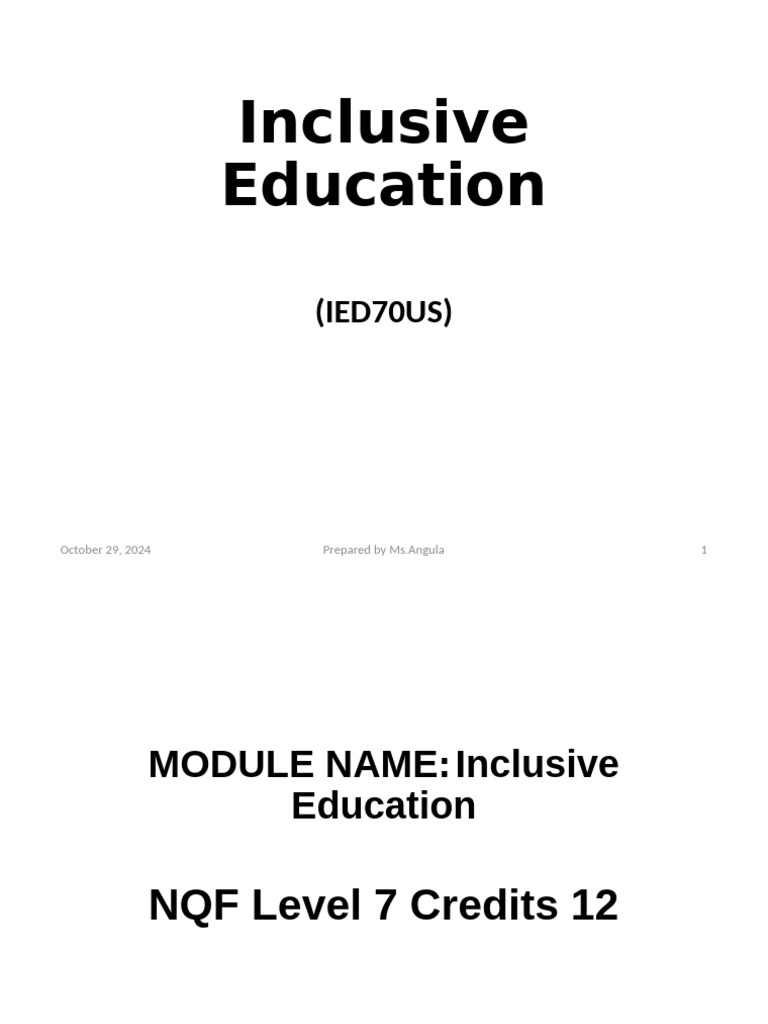 Inclusive Education Overview and Principles | PDF | Inclusion ...
