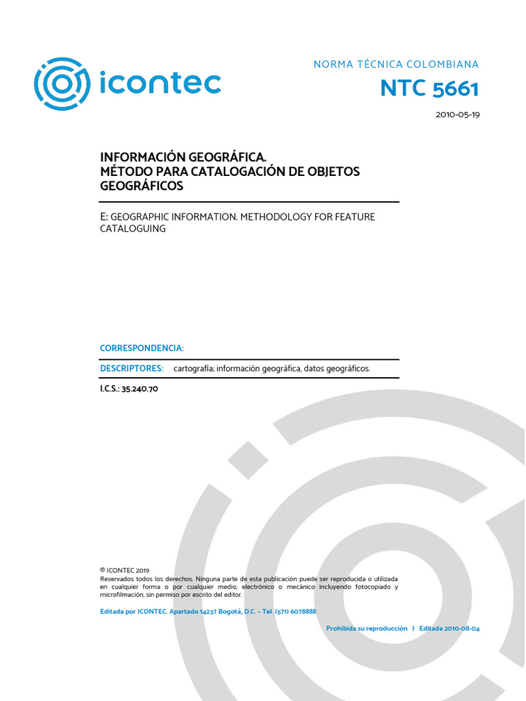 NTC 5661 | PDF | Objeto (informática) | Sistema de información geográfica