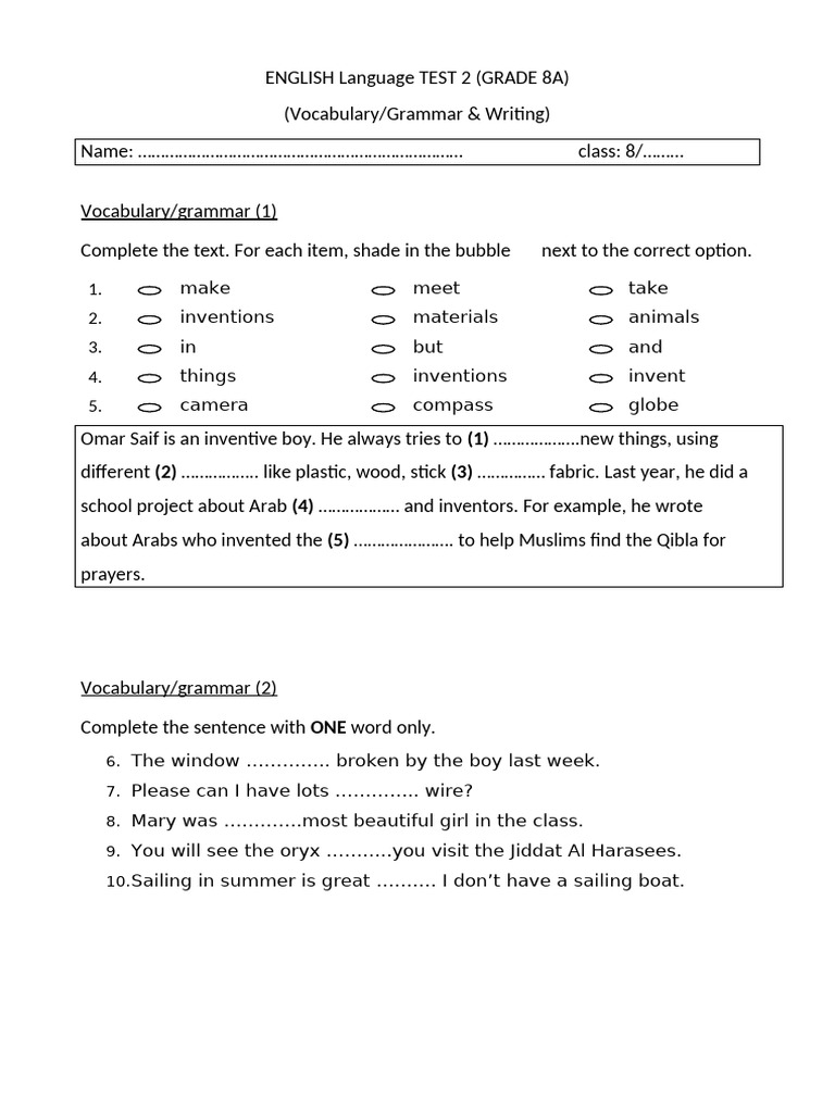 Class Test 02 Sem 01 | PDF
