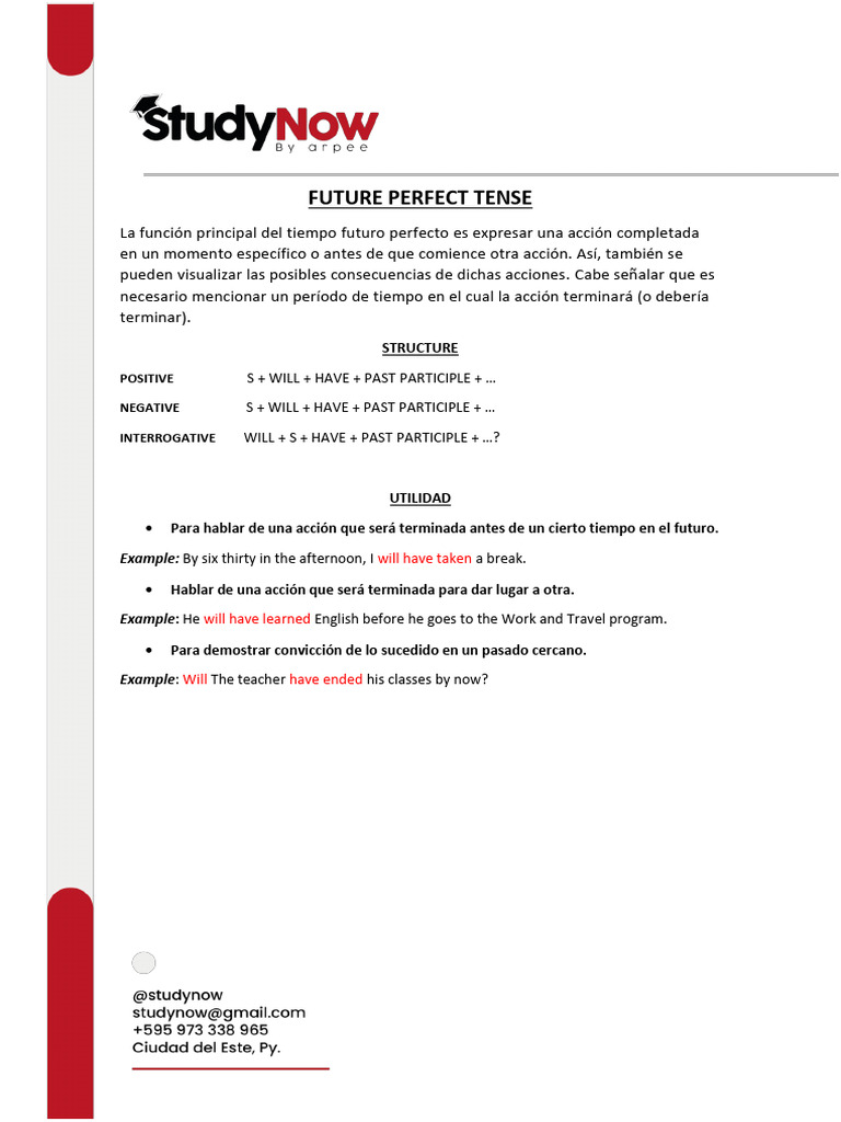 Future Perfect Tense | PDF