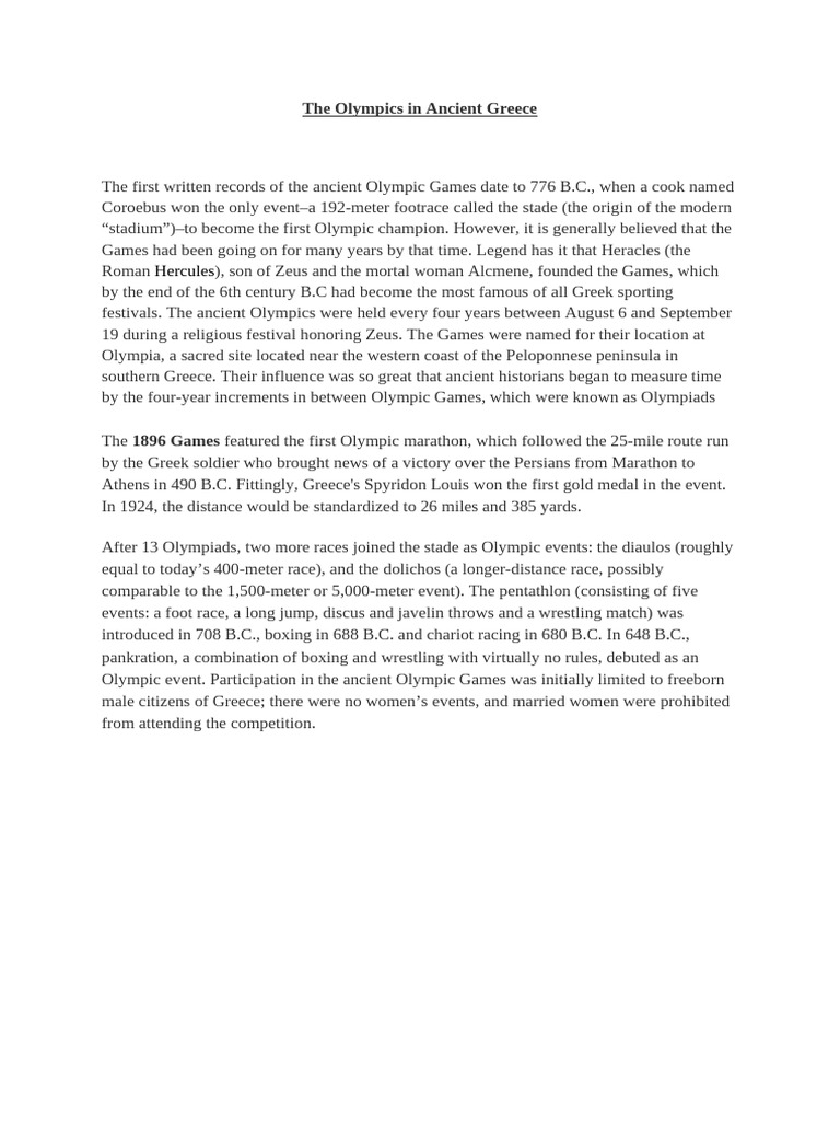 Ancient Olympics and the Olympic Movement | PDF | Paralympic Games ...