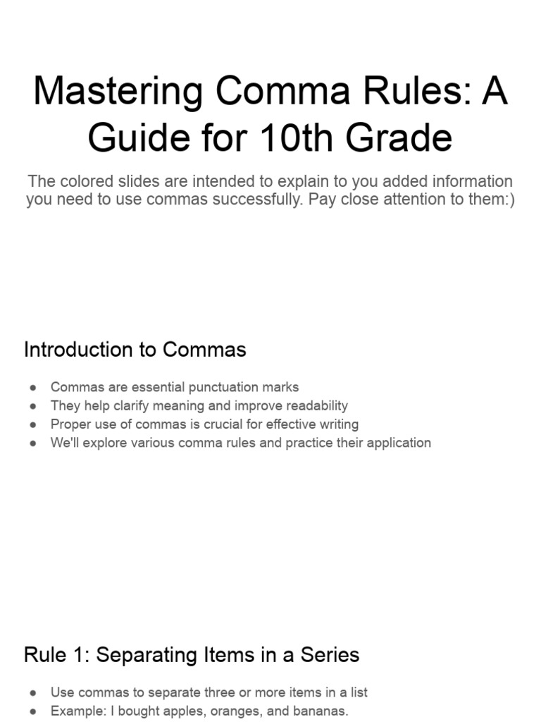 Comma Rules for Effective Writing | PDF | Comma | Linguistics
