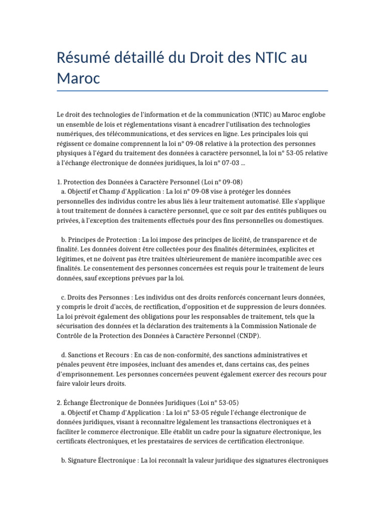 Droit des NTIC au Maroc : Cadre légal | PDF | Neutralité du Net | Vie ...