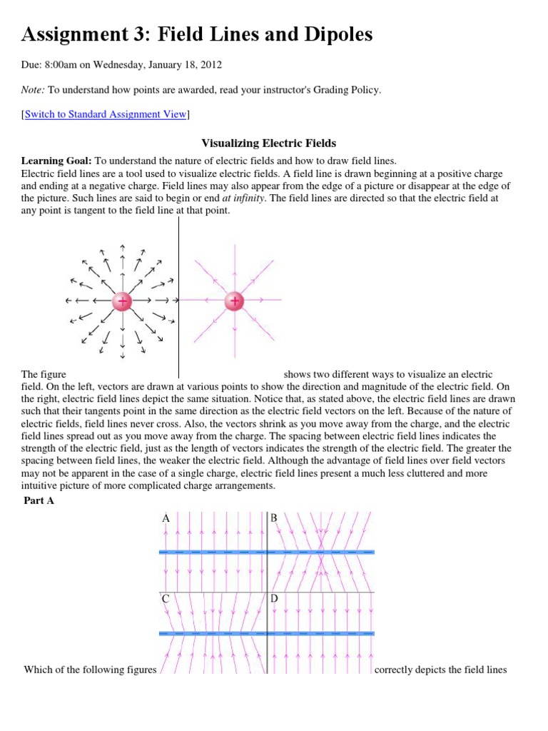 Mp Em Ass 3 Electric Field Lines And Dipoles Pdf Electric Field