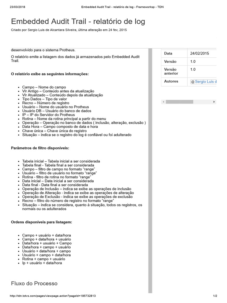 Relatório de Log do Embedded Audit Trail | PDF | Informática