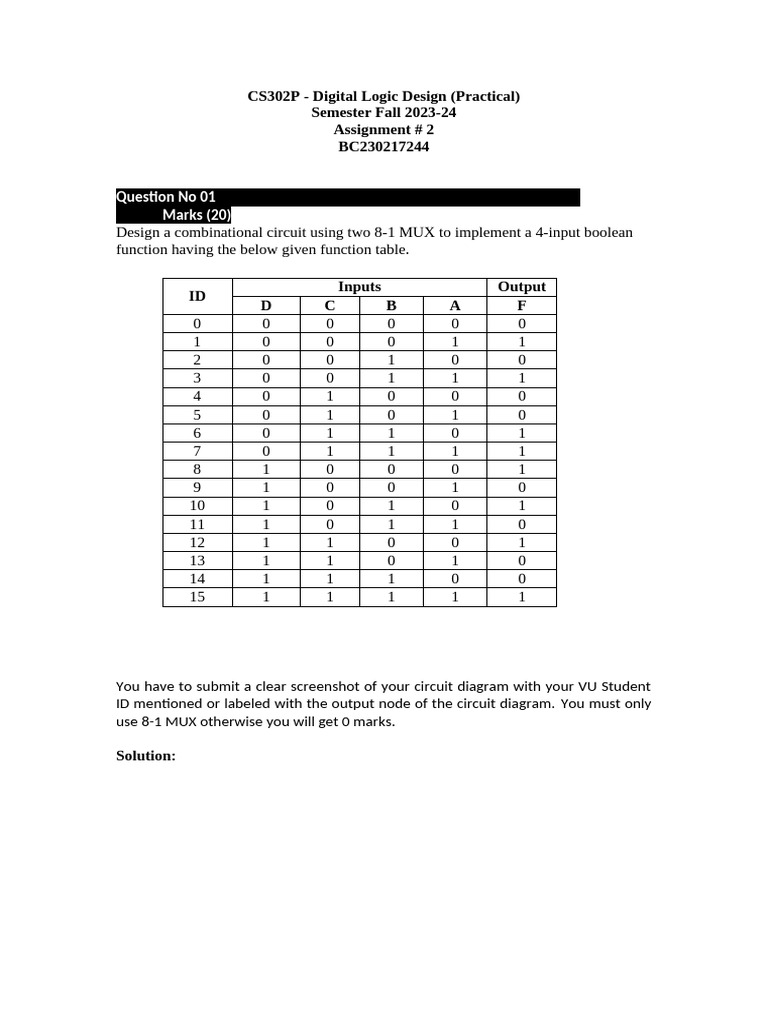 CS302P Assignment 2: MUX Circuit Design | PDF
