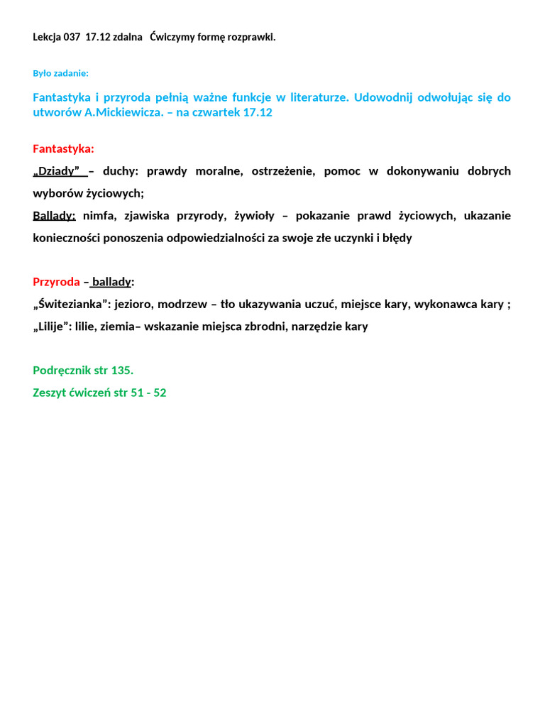 Lekcja 037 17.12 Zdalna Cwiczymy Forme Rozprawki. | PDF