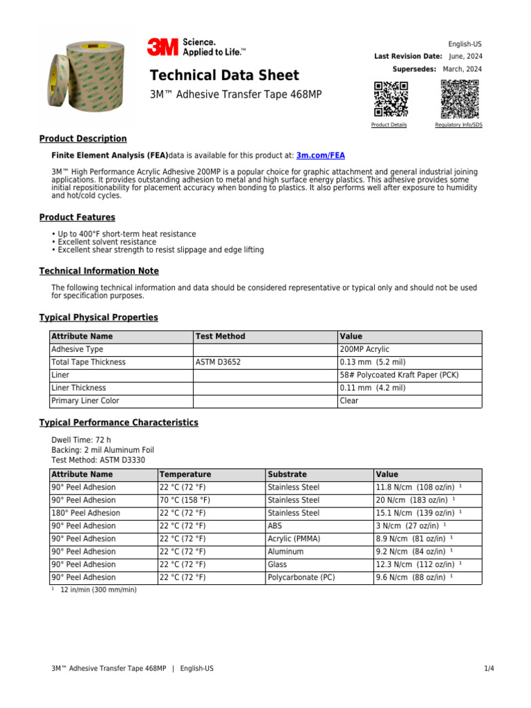 3M Adhesive Transfer Tape 468MP | PDF | Adhesive | Legal Liability