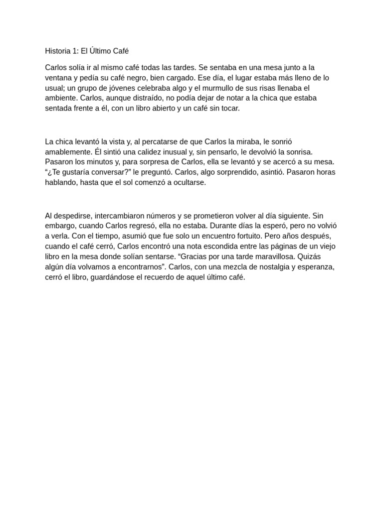 El Último Café: Un Encuentro Inolvidable | PDF