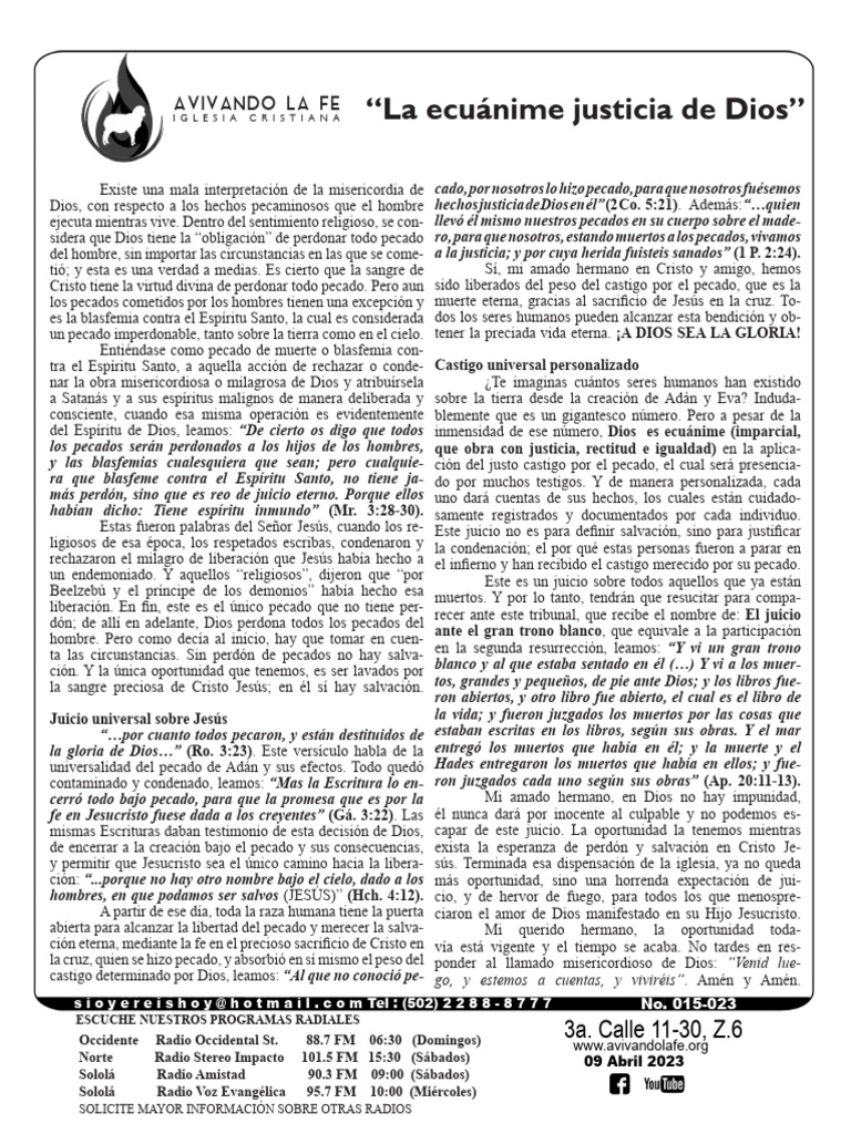 La Ecuánime Justicia de Dios | PDF | Pecado | Cristo (título)