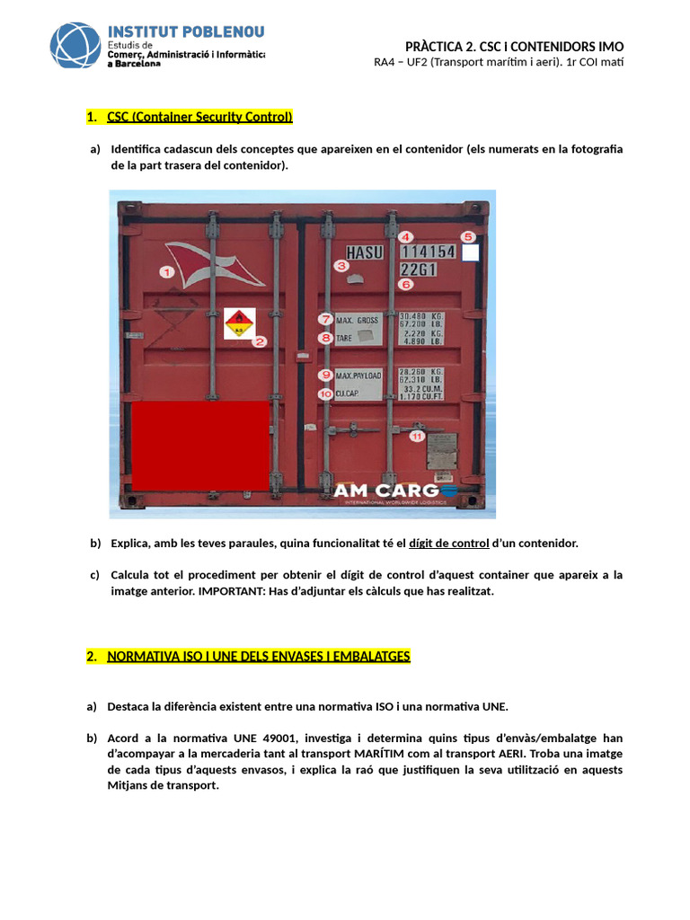 PRÀCTICA 2. CSC I Contenidors IMO | PDF