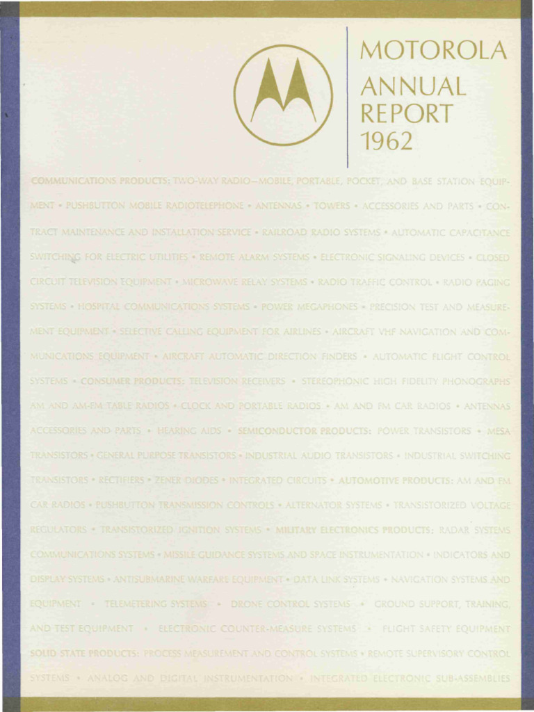 1962 Motorola Annual Report | PDF | Motorola