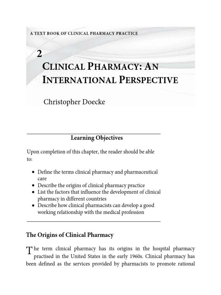 Evolution of Clinical Pharmacy Practice | PDF | Pharmacy | Pharmacist
