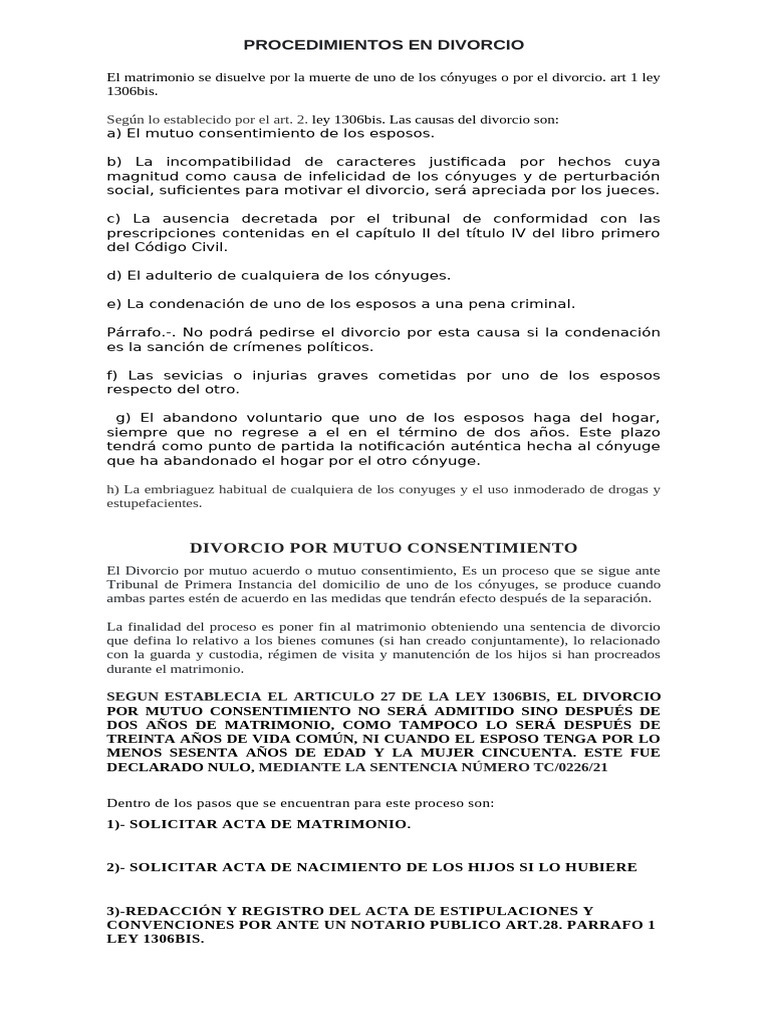 Procedimientos de Divorcio en RD | PDF | Divorcio | Documento de identidad