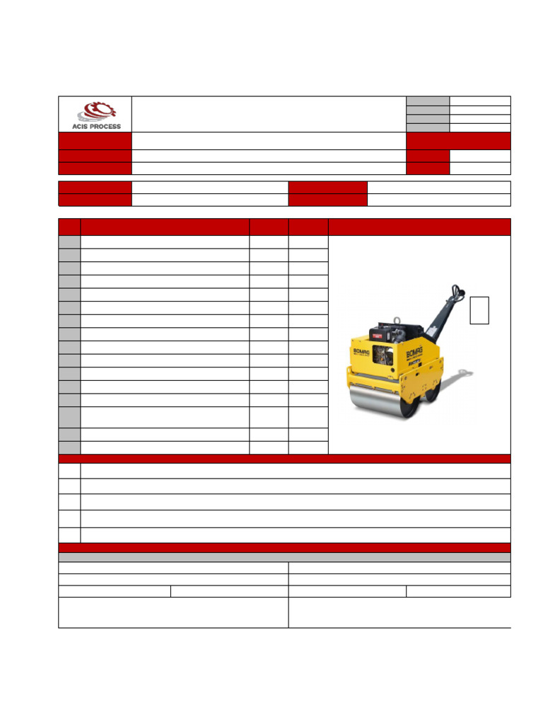 Checklist de Inspección Rodillo Compactador | PDF