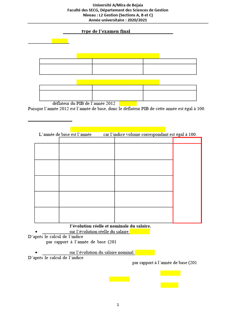 Calcul du PIB et Salaire Réel/Nominal | PDF | Produit intérieur brut ...