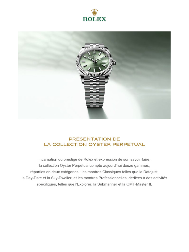 Présentation de la Collection Rolex 2024 | PDF | Montre (horlogerie ...