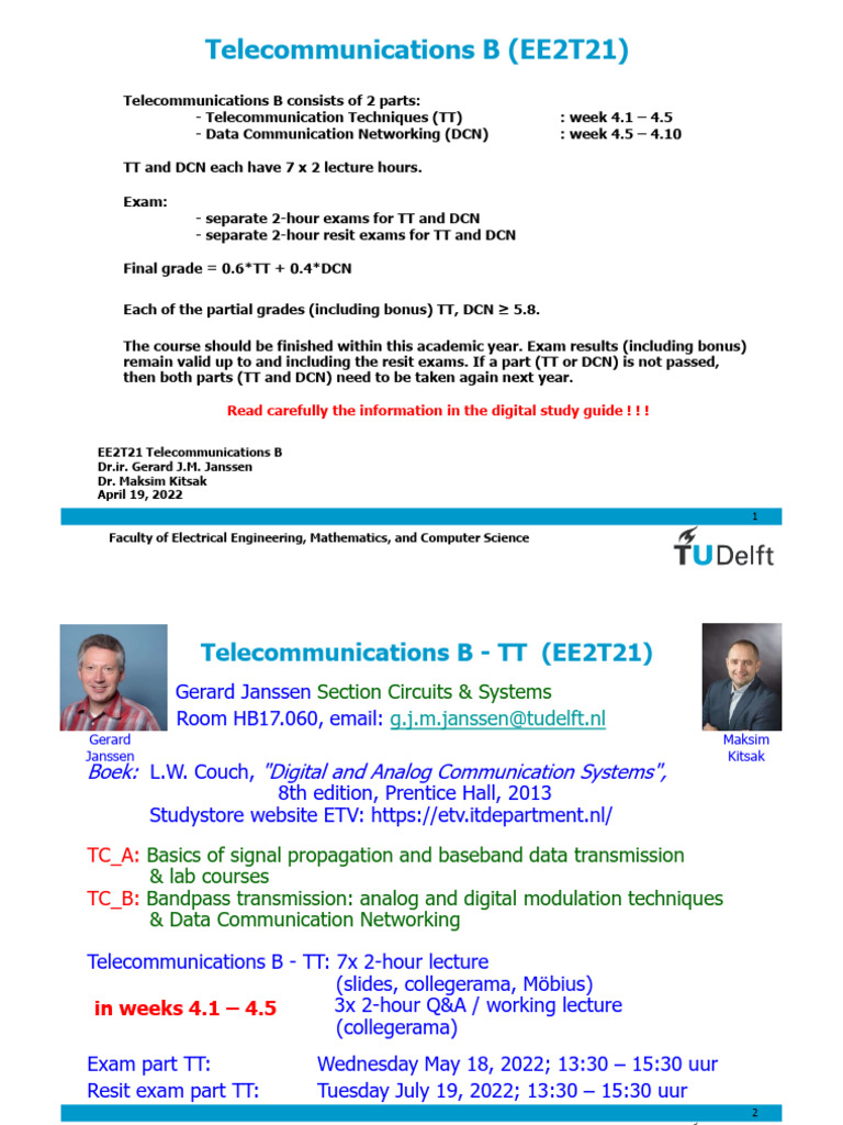 Telecommunications B Course Overview | PDF | Modulation | Signal Processing