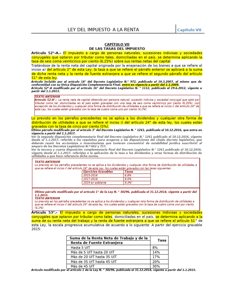 Tasas del Impuesto a la Renta en Perú | PDF | Impuesto sobre la renta ...