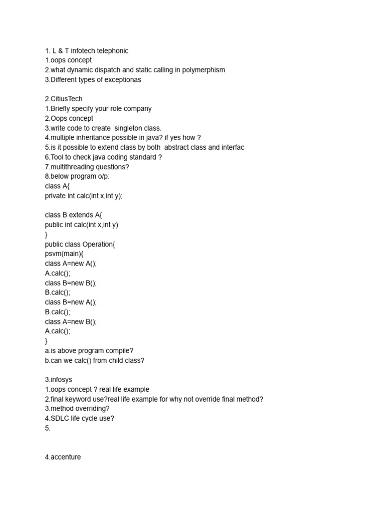 Java OOP Concepts and Interview Questions | PDF | Constructor (Object ...
