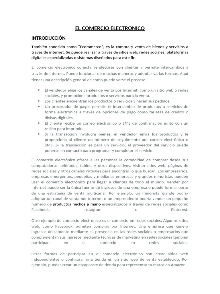 El Comercio Electronico | PDF | Comercio electrónico | Las compras en línea