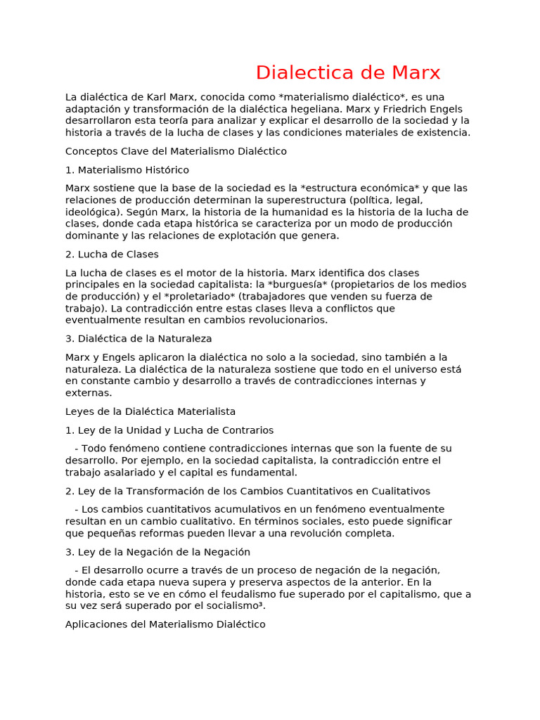 Dialéctica de Marx: Materialismo Histórico | PDF | Karl Marx | Dialéctico