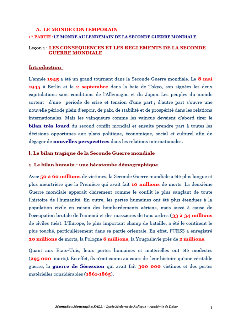 Conséquences de la Seconde Guerre mondiale | PDF | Guerre froide ...