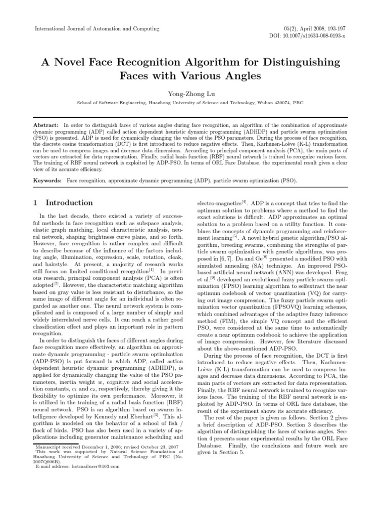 A Novel Face Recognition Algorithm For Distinguishing Faces With ...