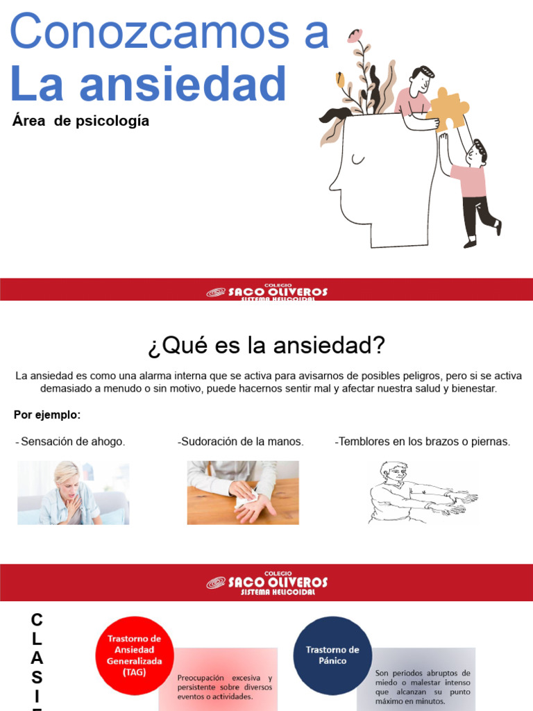 Reconocimiento y Manejo de la Ansiedad Escolar | PDF | Ansiedad | Las ...