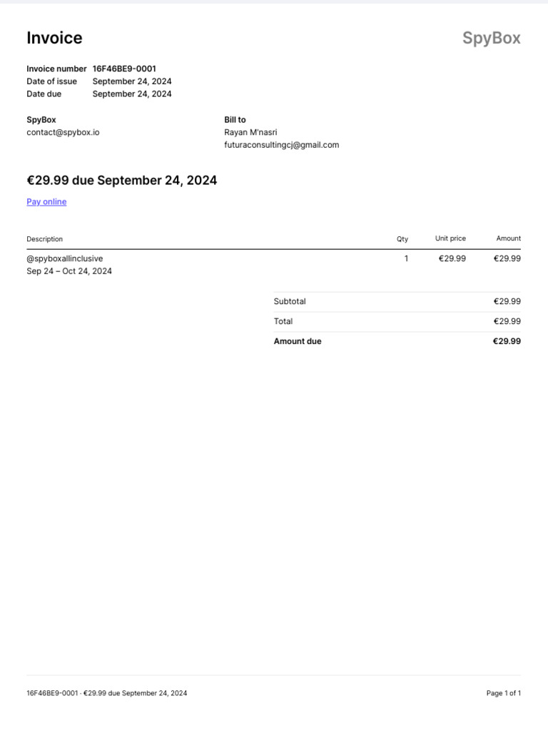 Invoice 16F46BE9 0001 | PDF