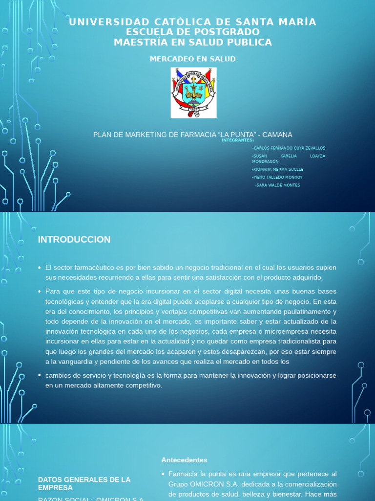 Plan de Marketing para Farmacia La Punta | PDF | Farmacia | Farmacéutico