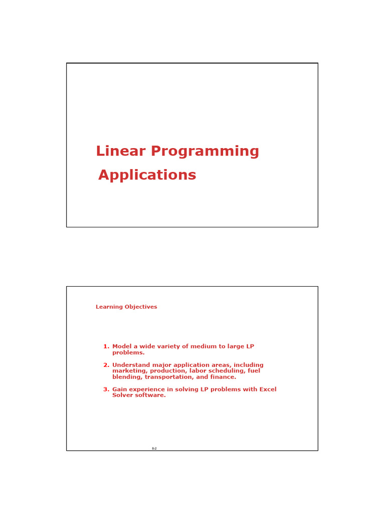 Linear Programming Applications Slides | PDF | Linear Programming ...