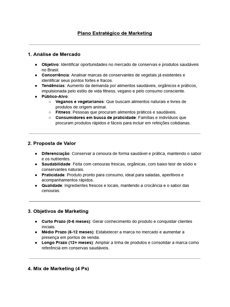 Plano de Marketing para Conservas Saudáveis | PDF | Marketing | Rede social